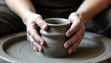 Keramikerens drejeskive og vådt ler