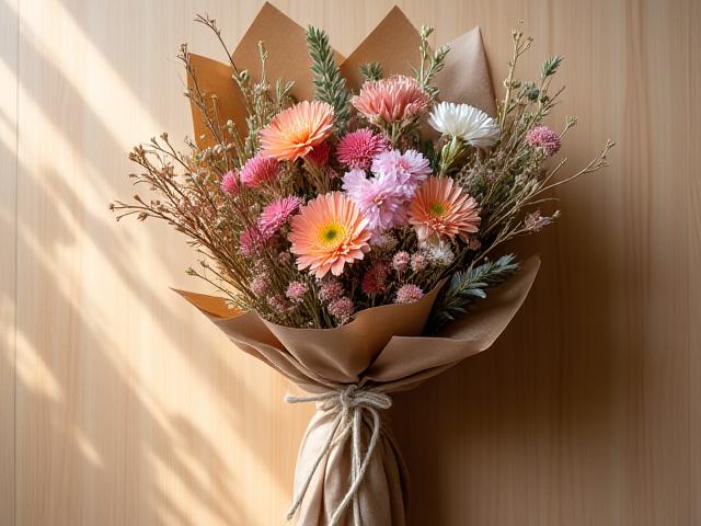 Et smukt arrangeret blomsterbundt klar til levering i København