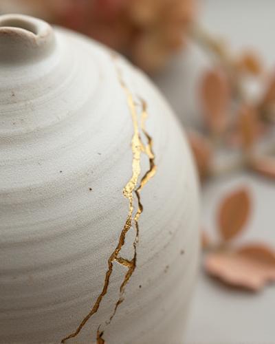 Tæt på af håndlavet vaseoverflade